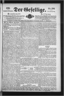 Der Gesellige : Graudenzer Zeitung 1890.11.29, Jg. 65, No. 280