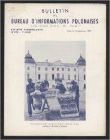 Bulletin du Bureau d'Informations Polonaises : bulletin hebdomadaire 1953.09.29, An. 9 no 272