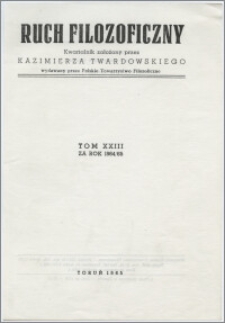 Ruch Filozoficzny 1964-1965, T. 23 Indeks