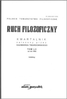 Ruch Filozoficzny 1995, T. 52 Indeks
