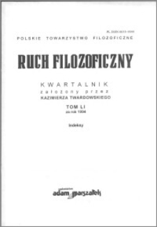 Ruch Filozoficzny 1994, T. 51 Indeks