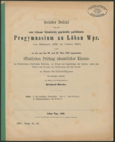 Sechster Bericht über das vom Löbauer Schulverein gegründete paritätische Progymnasium zu Löbau Wpr. von Michaelis 1878 bis 1880