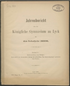 Jahresbericht über das Königliche Gymnasium zu Lyck für das Schuljahr 1889/90
