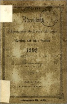 Adressbuch nebst allgemeinem Geschäfts-Anzeiger von Bromberg und dessen Vororten auf das Jahr 1893 : auf Grund amtlicher und privater Unterlagen