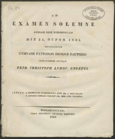 Ad Examen Solemne Gymnasii Regii Mariaeinsulani die 21. Octob. 1835
