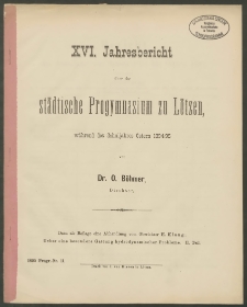 XVI. Jahresbericht über das städtische Progymnasium zu Lötzen, während des Schuljahres Ostern 1894/95