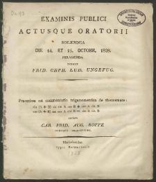 Examinis Publici Actusque Oratorii Solemnia die 14. et 15. Octobr. 1828