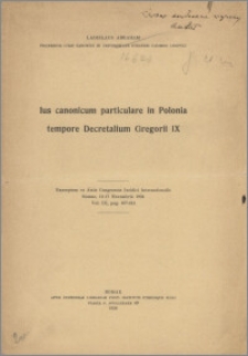 Ius canonicum particulare in Polonia tempore Decretalium Gregorii IX