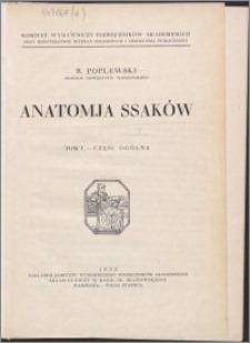 Anatomja ssaków. T. 1, Część ogólna