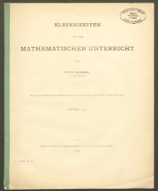 Kleinigkeiten aus dem mathematischen Unterricht. Teil. II. Konstruieren. (Zweite Hälfte.)