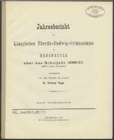 Jahresbericht des Königlichen Fürtsin-Hedwig-Gymnasiums zu Neustettin über das Schuljahr 1896/97