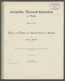 Beiträge zur Thätigkeit des Johanniter-Ordens in Pommern