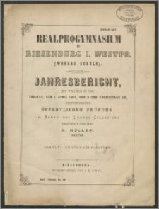 Realprogymnasium zu Riesenburg i. Westpr. (Webers Schule). Jahresbericht, mit welchen zu der Freitag, den 1. April 1887