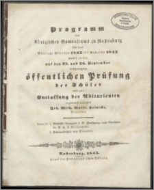 Programm des Königlichen Gymnasiums zu Rastenburg für das Schuljahr Michaelis 1842 bis Michaelis 1843
