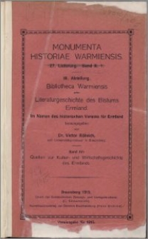 Bibliotheca Warmiensis. Bd. 4, Quellen zur Kultur- und Wirtschaftsgeschichte des Ermlands