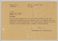 Odpowiedź na wniosek z 7.10.1940 r. o przedterminowe zwolnienie
