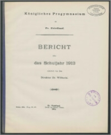 Königliches Progymnasium zu Pr. Friedland. Bericht über das Schuljahr 1913