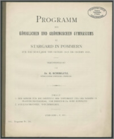Programm des Königlichen und Gröningschen Gymnasiums zu Stargard in Pommern für das Schuljahr von Ostern 1900 bis Ostern 1901