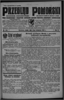 Przegląd Pomorski : dziennik chełmżyński : pismo demokratyczne i bezpartyjne poświęcone sprawom kulturalno-oświatowym i gospodarczym : organ urzędowych ogłoszeń pow. toruńskiego i m. Chełmży 1929.09.13, R. 2, nr 210