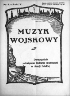 Muzyk Wojskowy. Dwutygodnik poświęcony kulturze muzycznej w Armji Polskiej 1929.04.15 R.4 nr 8