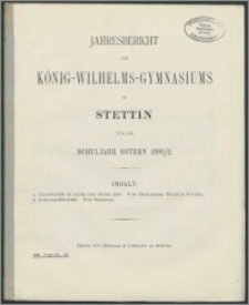 Jahresbericht des König-Wilhelms-Gymnasiums zu Stettin für das Schuljahr Ostern 1901/2