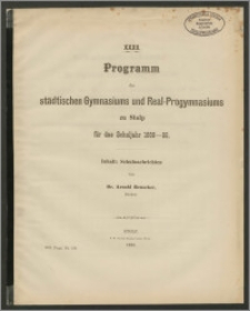 XXXII. Programm des städtischen Gymnasiums und Real-Progymnasiums zu Stolp für das Schuljahr 1888-89