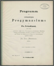 Programm des vollberechtigten Progymnasiums zu Pr. Friedland