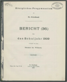 Königliches Progymnasium zu Pr. Friedland. Bericht (36) über das Schuljahr 1909
