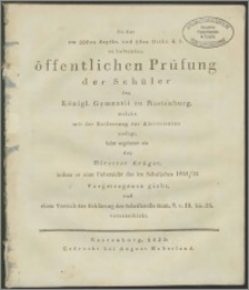 Zu der am 30sten Septbr. und 1sten Octbr. d. J. zu haltenden öffentlichen Prüfung der Schuler des Königl. Gymnasii zu Rastenburg