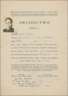 Świadectwo 000261