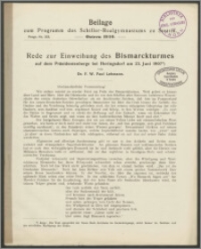 Beilage zum Programm des Schiller-Realgymnasiums zu Stettin. Ostern 1910