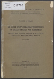 Sir Aurel Stein's Sprachaufzeichnungen im Äinallu-Dialekt aus Südpersien
