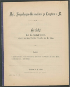 Kgl. Bugenhagen-Gymnasium zu Treptow a. R. Bericht über das Schuljahr 1888/9