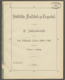 Städtische Realschule zu Tiegenhof. 11. Jahresbericht über das Schuljahr Ostern 1909-1910