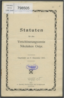 Statuten für den Verschönerungsverein Nikolaiken Ostpr. gegründet am 9. Dezember 1911