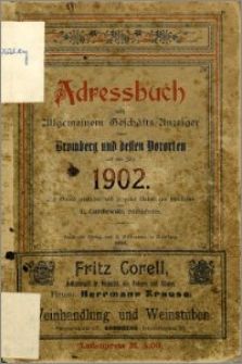 Adressbuch nebst allgemeinem Geschäfts-Anzeiger von Bromberg und dessen Vororten auf das Jahr 1902 : auf Grund amtlicher und privater Unterlagen