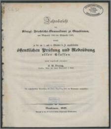Jahresbericht des Königl. Friedrichs-Gymnasiums zu Gumbinnen von Michaelis 1846 bis Michaelis 1847