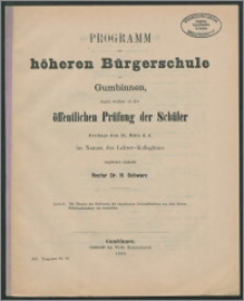 Programm der höheren Bürgerschule zu Gumbinnen, durch welches zu der öffentlichen Prüfung der Schüler Freitags den 31. März d. J.