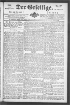 Der Gesellige : Graudenzer Zeitung 1891.02.01, Jg. 65, No. 27