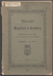 Bericht des Magistrats zu Bromberg über die Verwaltung und den Stand der Gemeinde-Angelegenheiten im Verwaltungsjahre 1 April 1895/1896