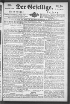 Der Gesellige : Graudenzer Zeitung 1891.05.23, Jg. 65, No. 117