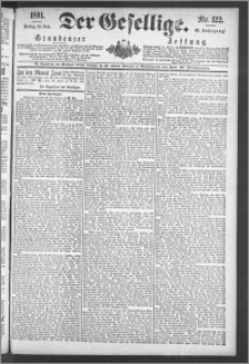 Der Gesellige : Graudenzer Zeitung 1891.05.29, Jg. 65, No. 122