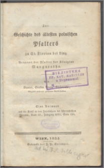 Zur Geschichte des ältesten polnischen Psalters zu St. Florian bei Linz, genannt der Psalter der Königinn Margarethe : eine Antwort auf die Kritik in den Jahrbüchern der österreichischen Literatur, Band 67, Jahrgang 1834, Seite 154