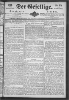 Der Gesellige : Graudenzer Zeitung 1891.08.02, Jg. 66, No. 178