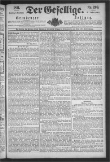 Der Gesellige : Graudenzer Zeitung 1891.09.06, Jg. 66, No. 208