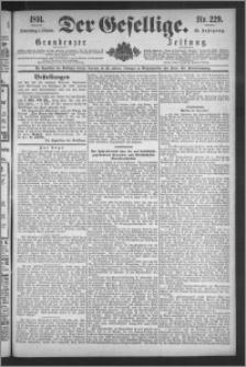 Der Gesellige : Graudenzer Zeitung 1891.10.01, Jg. 66, No. 229