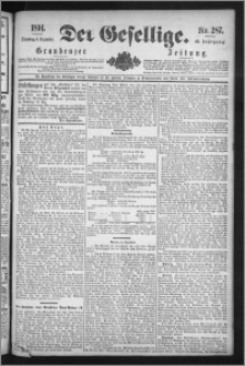 Der Gesellige : Graudenzer Zeitung 1891.12.08, Jg. 66, No. 287