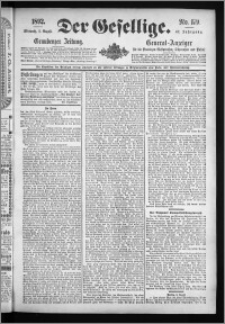Der Gesellige : Graudenzer Zeitung 1892.08.03, Jg. 67, No. 179