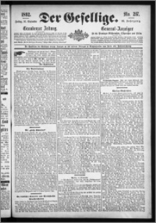 Der Gesellige : Graudenzer Zeitung 1892.09.16, Jg. 67, No. 217