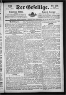 Der Gesellige : Graudenzer Zeitung 1892.10.04, Jg. 67, No. 232